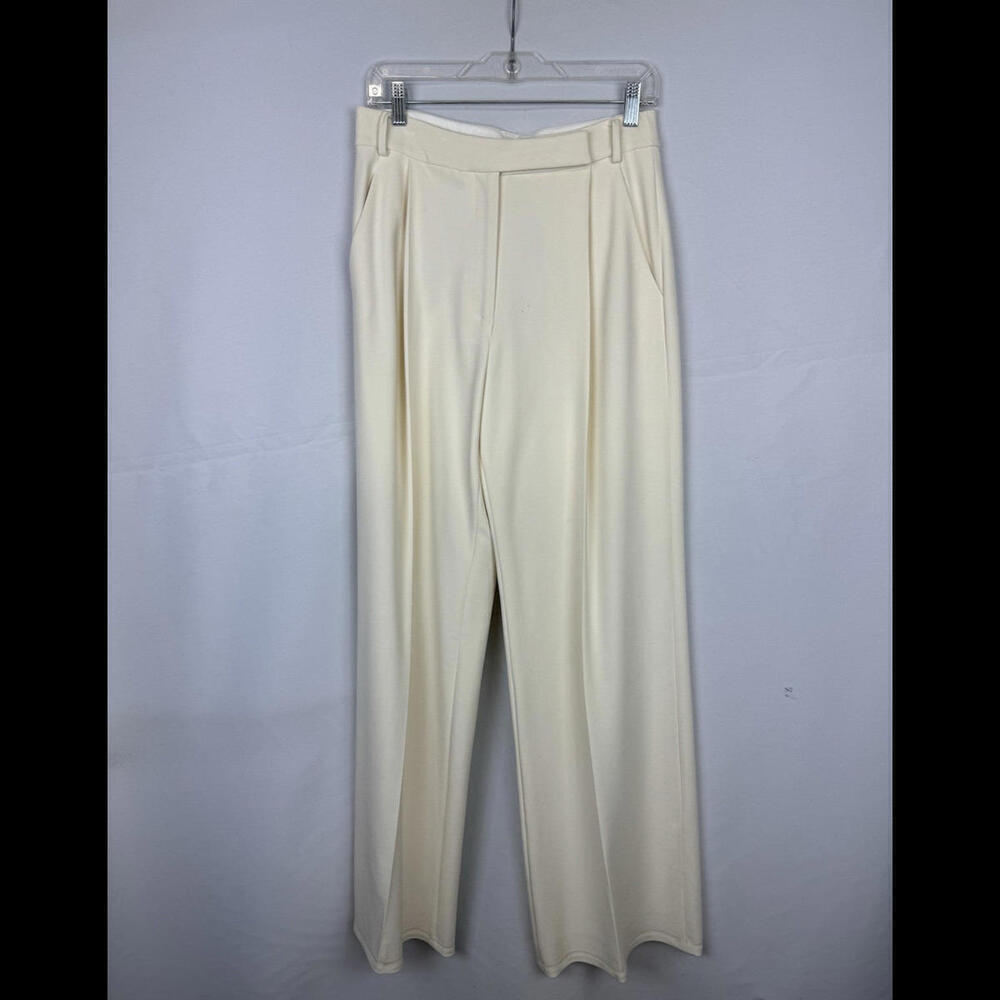 PARTOW Wide-Leg Pleated Crepe Trousers Pants Ivory Size 6 US, 28x33